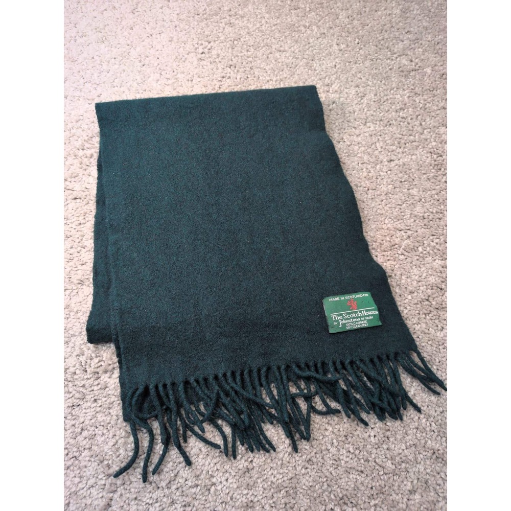 The Scotch House Johnstons of Elgin Cashmere Scarf Forest Green Made in Scotland